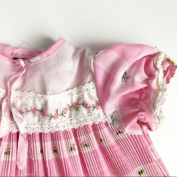 Vintage floral embroidered semi sheer dress 18m - Picture 2 of 4